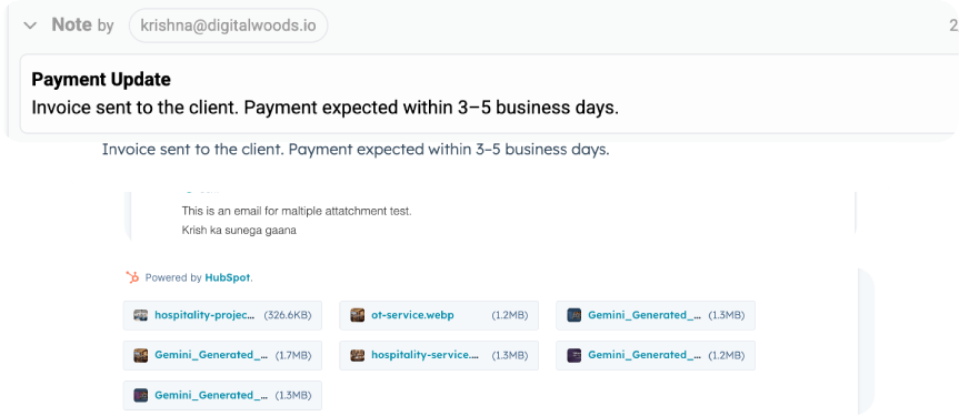 Customer adding notes and updates on a HubSpot record inside a customer portal