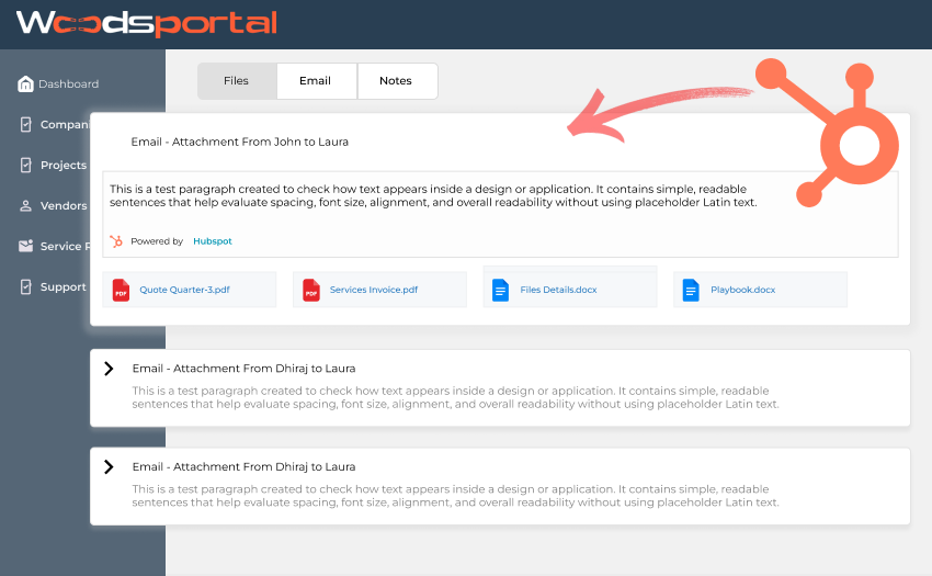 Customer adding notes and updates on a HubSpot record inside a customer portal